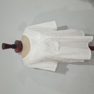 Chico's women Top size 2/L white sequin palm